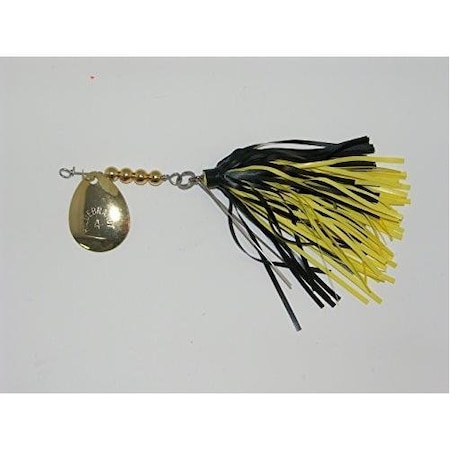 Hildebrandt Snagless Sally Spinner, 4 18, 38 Oz, 30 Hook, Black Yellow Skirt With Gold Blade 4SSG-BLYL